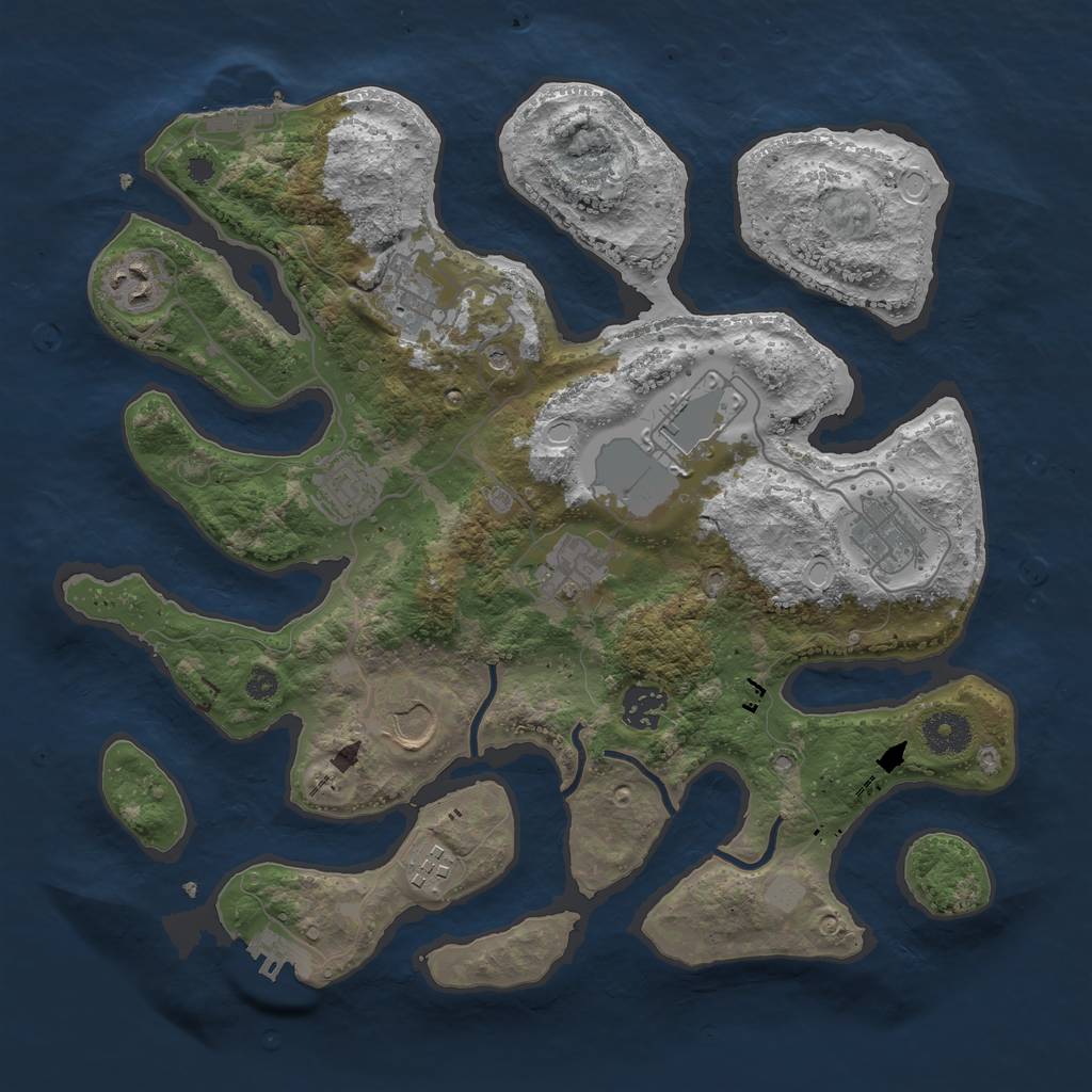 Rust Map: Procedural Map, Size: 3550, Seed: 142967, 17 Monuments