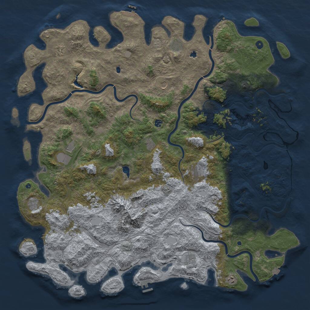 Rust Map: Procedural Map, Size: 6000, Seed: 169536497, 17 Monuments