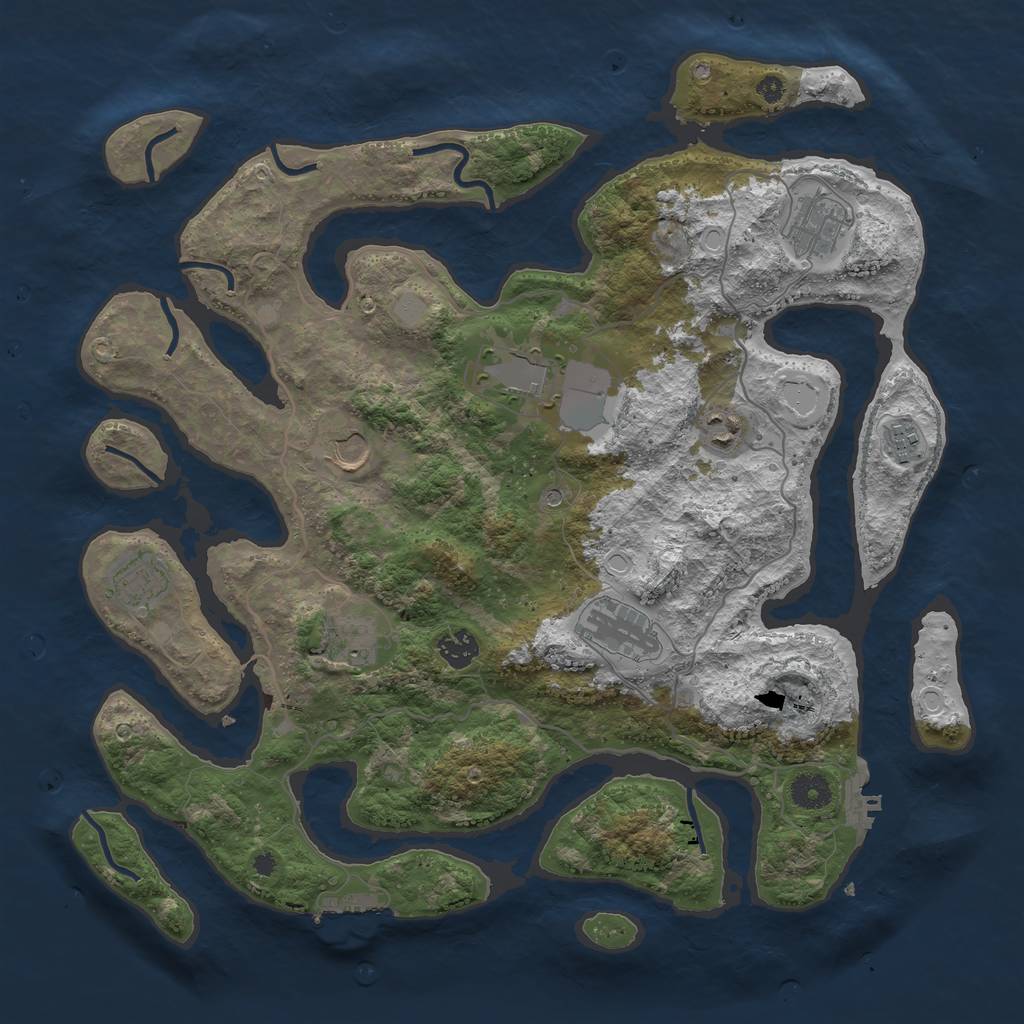 Rust Map: Procedural Map, Size: 4000, Seed: 715115, 17 Monuments