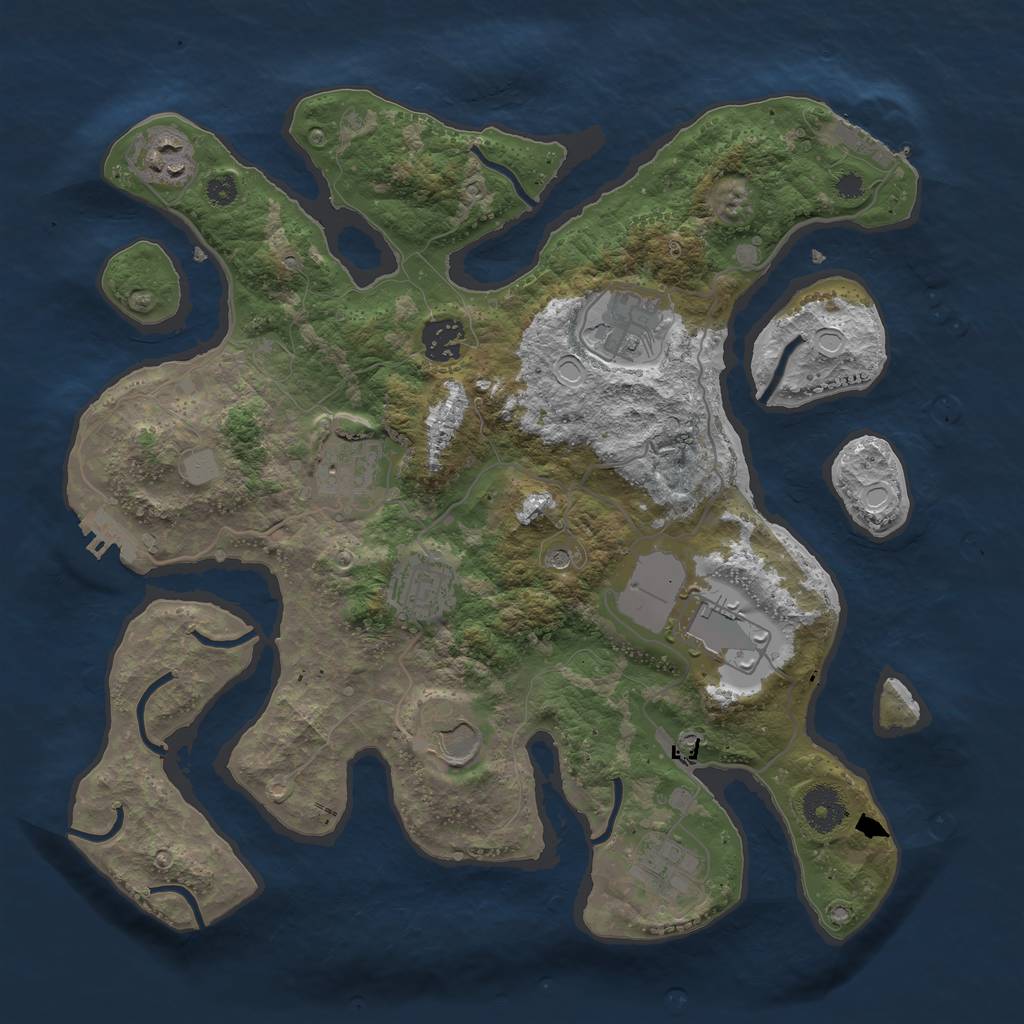 Rust Map: Procedural Map, Size: 3500, Seed: 21194, 16 Monuments