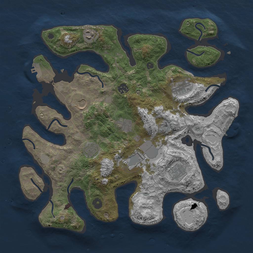 Rust Map: Procedural Map, Size: 3700, Seed: 712372, 16 Monuments