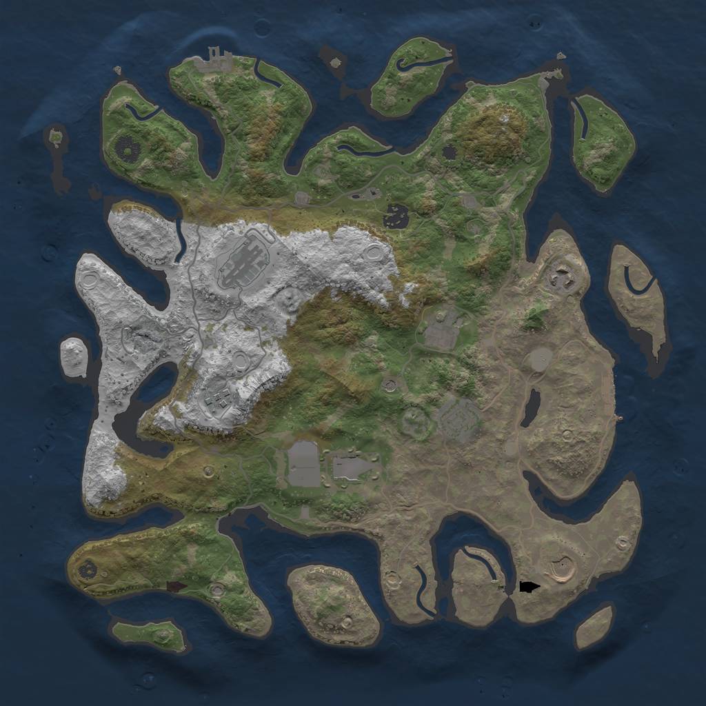 Rust Map: Procedural Map, Size: 4000, Seed: 267724, 16 Monuments