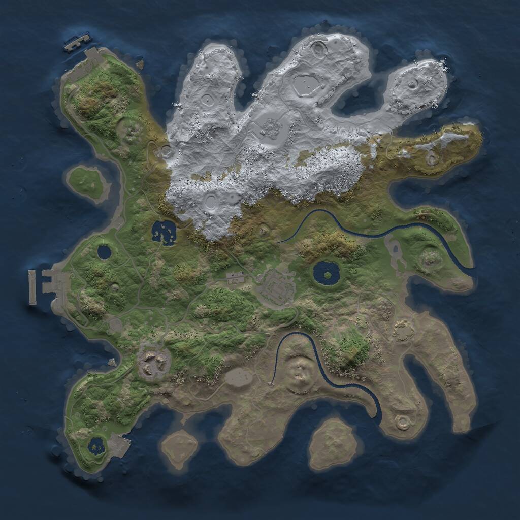 Rust Map: Procedural Map, Size: 3000, Seed: 42964601, 9 Monuments