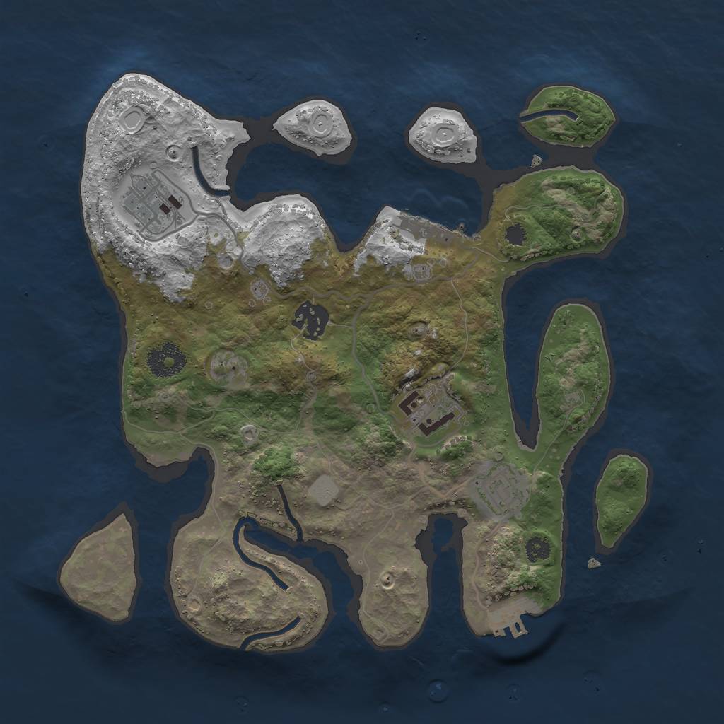 Rust Map: Procedural Map, Size: 3000, Seed: 1025048278, 11 Monuments