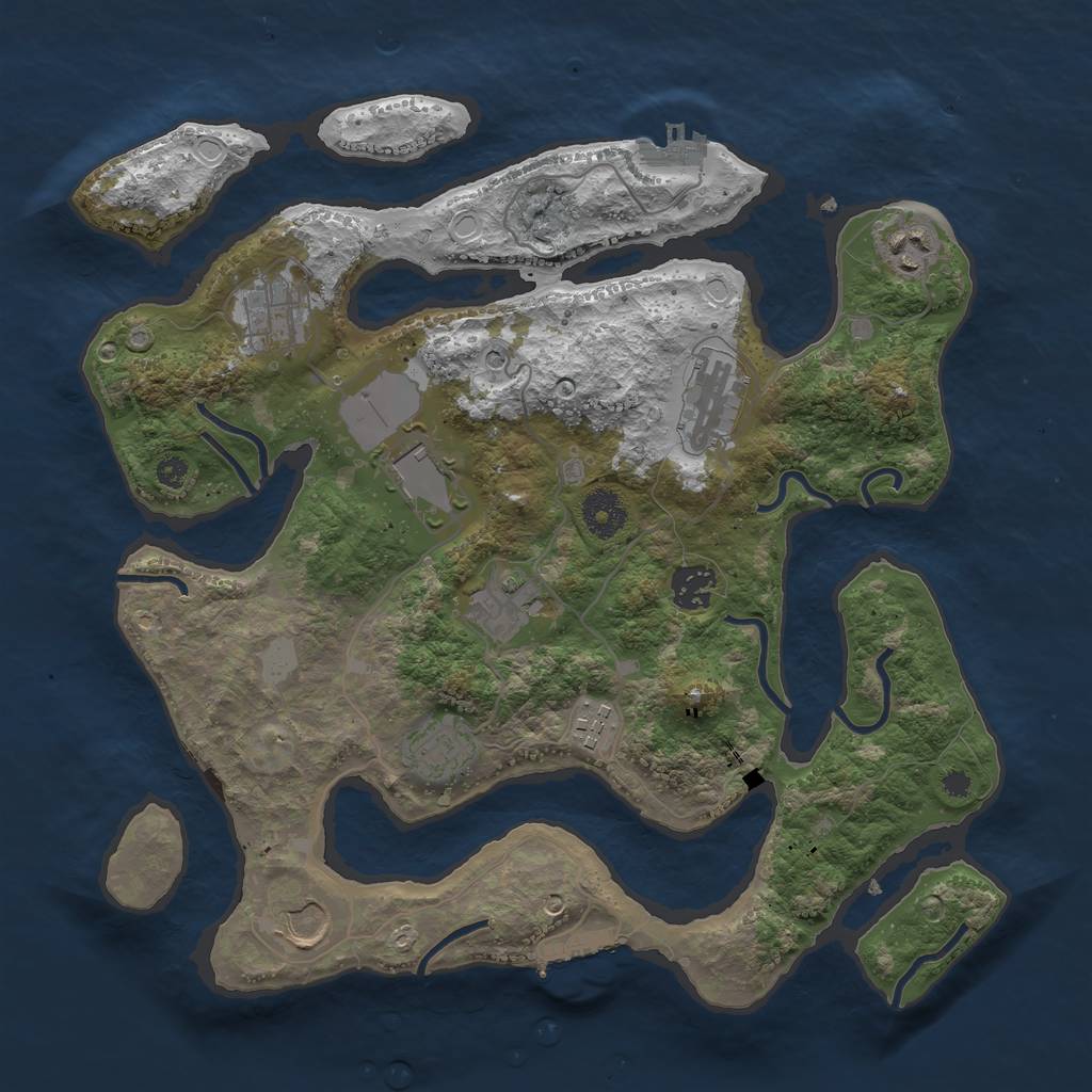 Rust Map: Procedural Map, Size: 3550, Seed: 482043, 17 Monuments