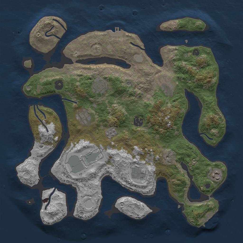 Rust Map: Procedural Map, Size: 3750, Seed: 7, 16 Monuments