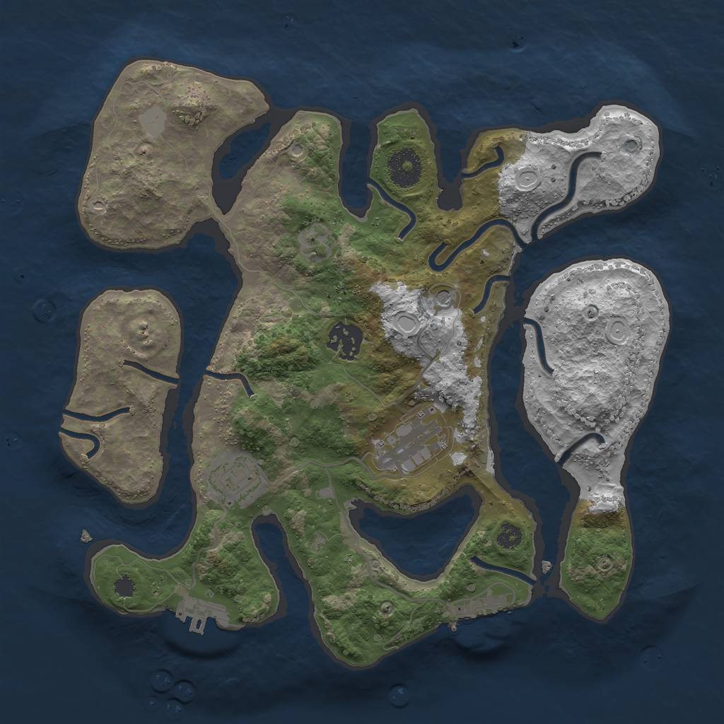 Rust Map: Procedural Map, Size: 3000, Seed: 910595000, 11 Monuments