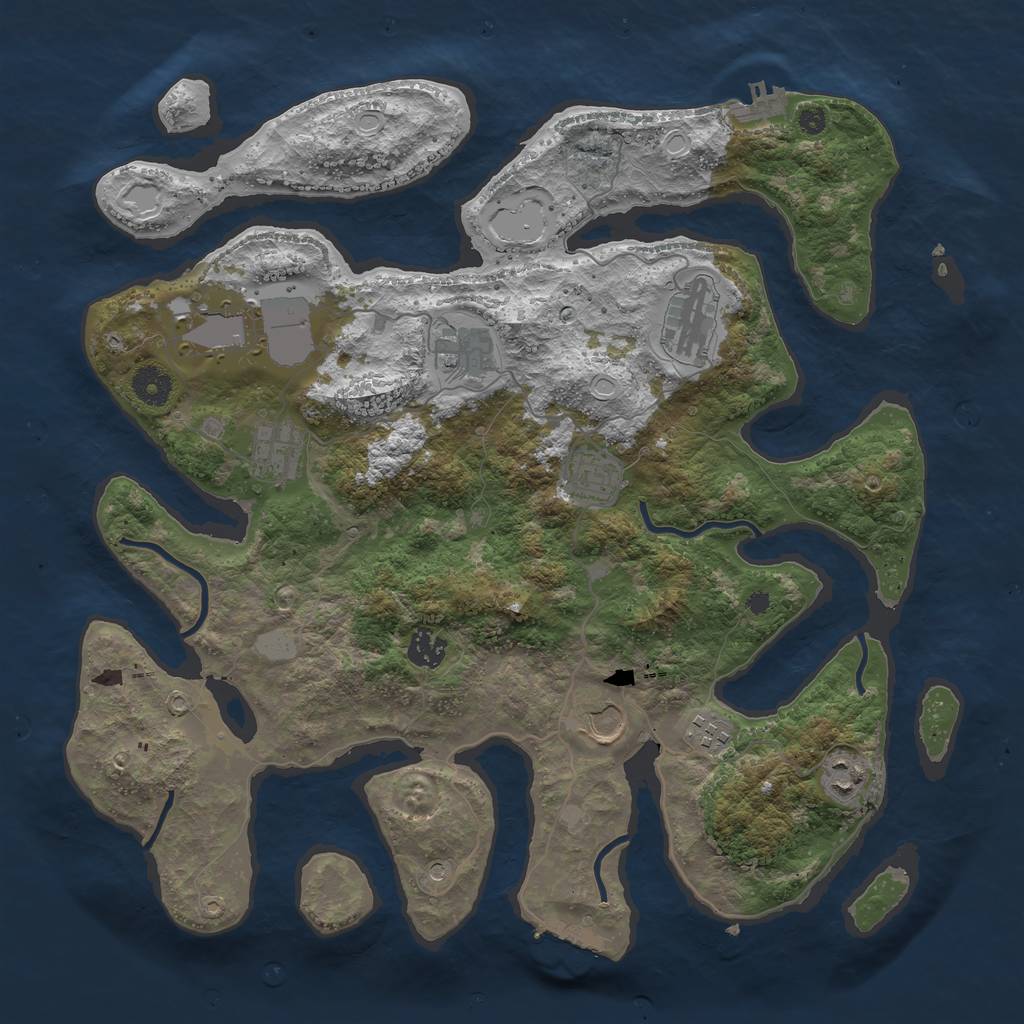 Rust Map: Procedural Map, Size: 3900, Seed: 972806248, 17 Monuments