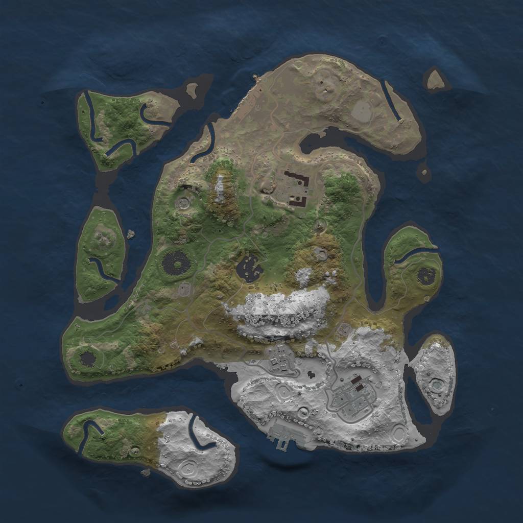 Rust Map: Procedural Map, Size: 3000, Seed: 1414674589, 12 Monuments