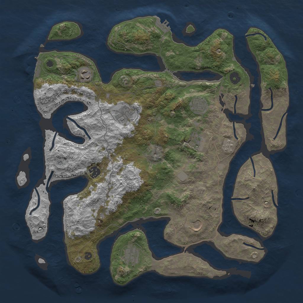 Rust Map: Procedural Map, Size: 4000, Seed: 420459, 16 Monuments