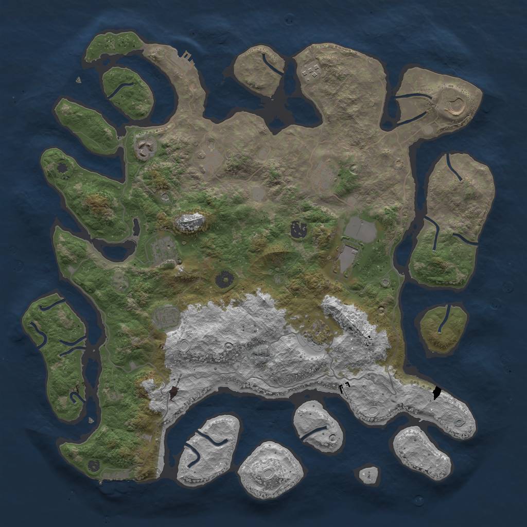 Rust Map: Procedural Map, Size: 4500, Seed: 2133286764, 18 Monuments
