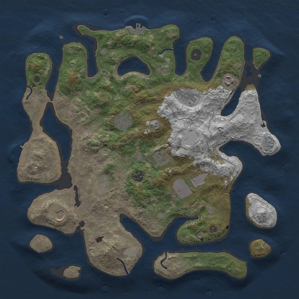 Rust Map: Procedural Map, Size: 4000, Seed: 441157, 17 Monuments