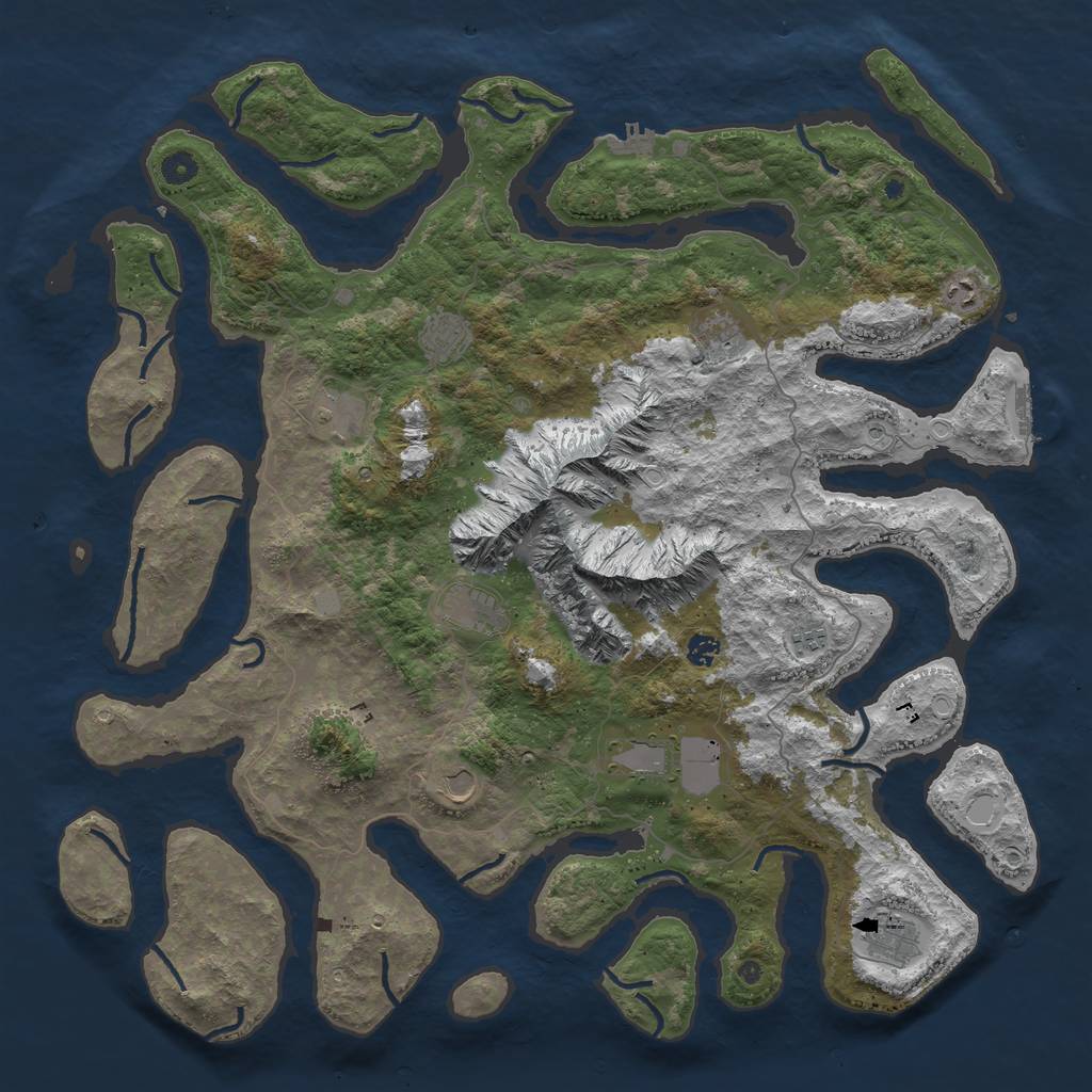 Rust Map: Procedural Map, Size: 5000, Seed: 1504, 18 Monuments