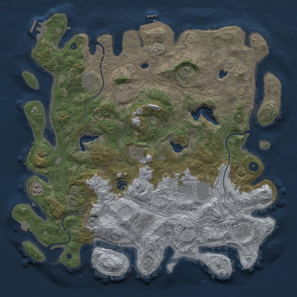 Rust Map: Procedural Map, Size: 4500, Seed: 1833107268, 16 Monuments