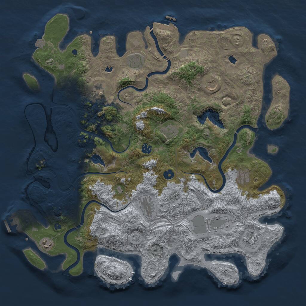 Rust Map: Procedural Map, Size: 4500, Seed: 1833107268, 17 Monuments