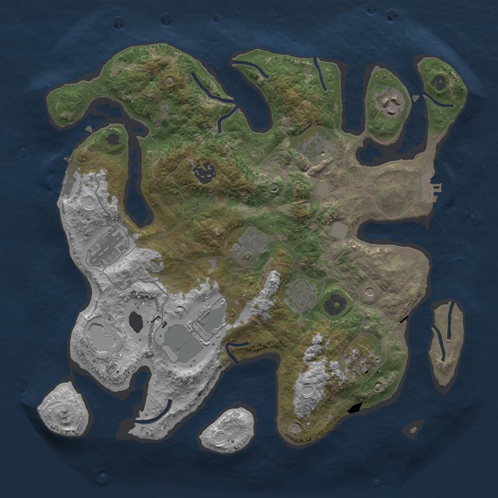 Rust Map: Procedural Map, Size: 3500, Seed: 23689102, 16 Monuments