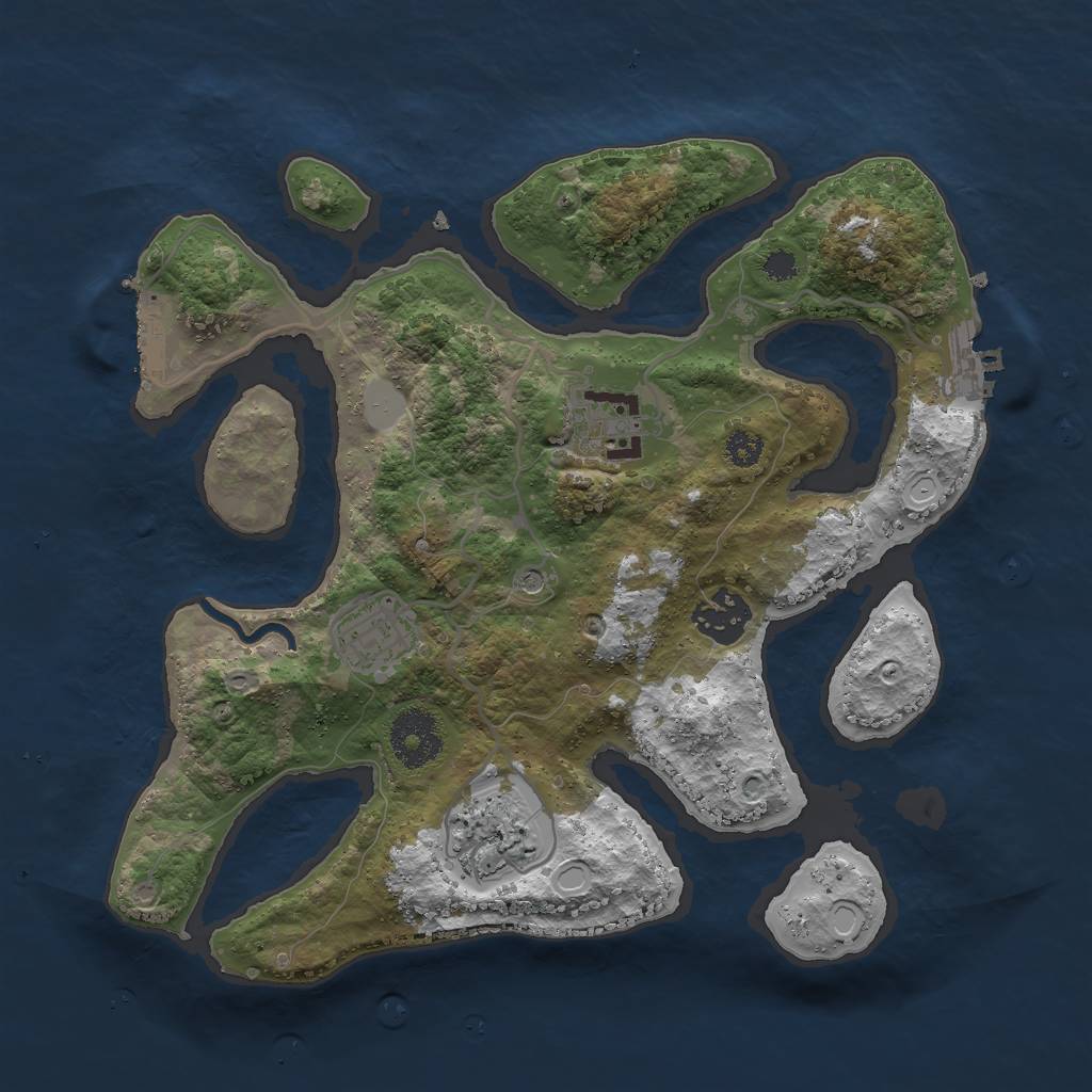 Rust Map: Procedural Map, Size: 3000, Seed: 2124130243, 12 Monuments
