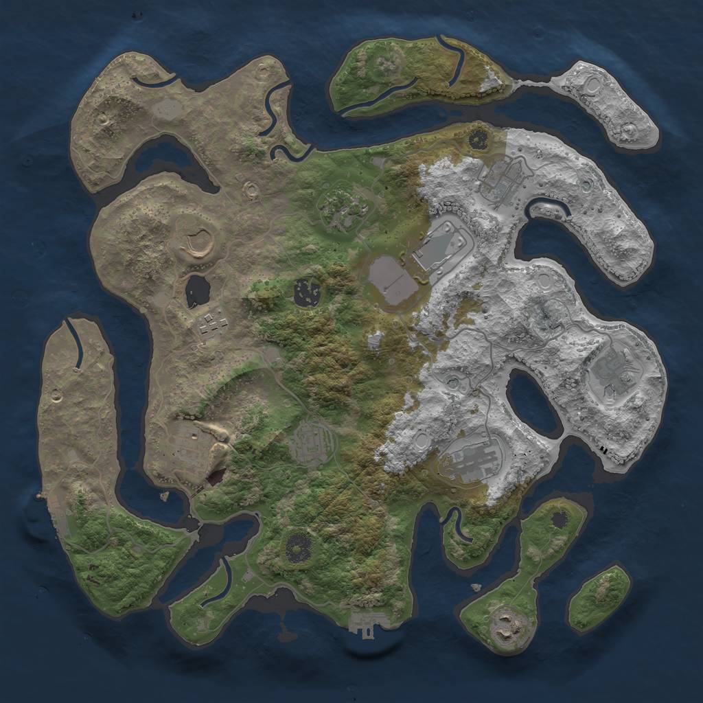 Rust Map: Procedural Map, Size: 3700, Seed: 1308015, 19 Monuments