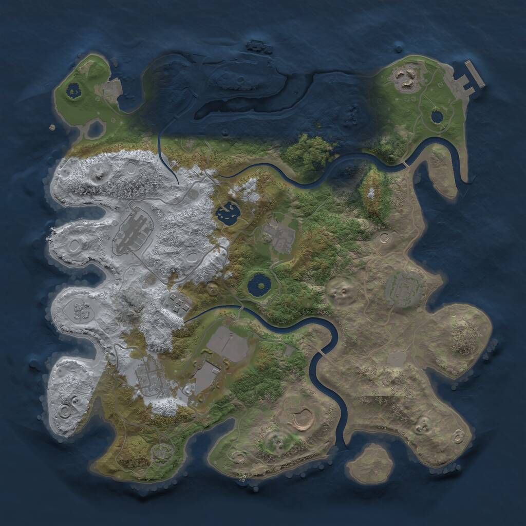 Rust Map: Procedural Map, Size: 3500, Seed: 1464230108, 15 Monuments