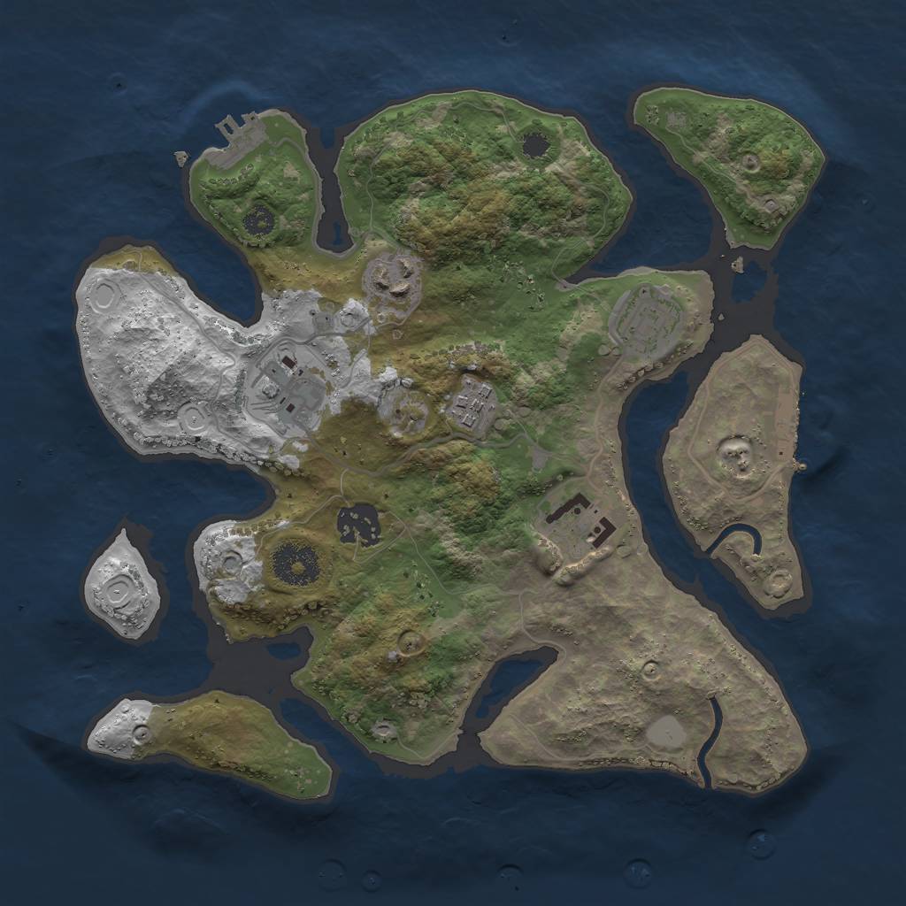 Rust Map: Procedural Map, Size: 3000, Seed: 1951460179, 13 Monuments