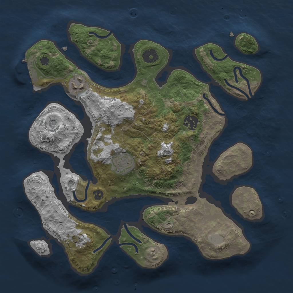 Rust Map: Procedural Map, Size: 3000, Seed: 21704244, 10 Monuments