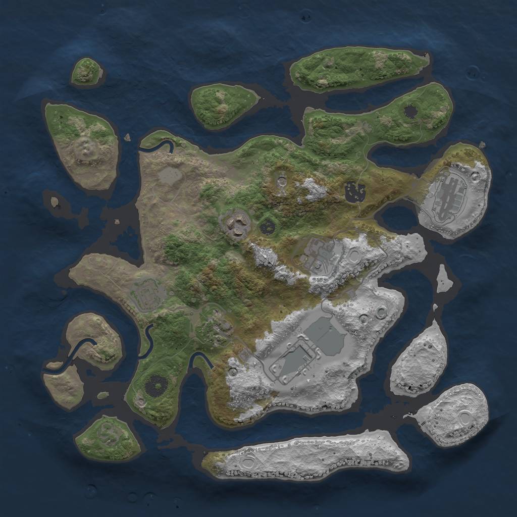 Rust Map: Procedural Map, Size: 3500, Seed: 140122, 13 Monuments