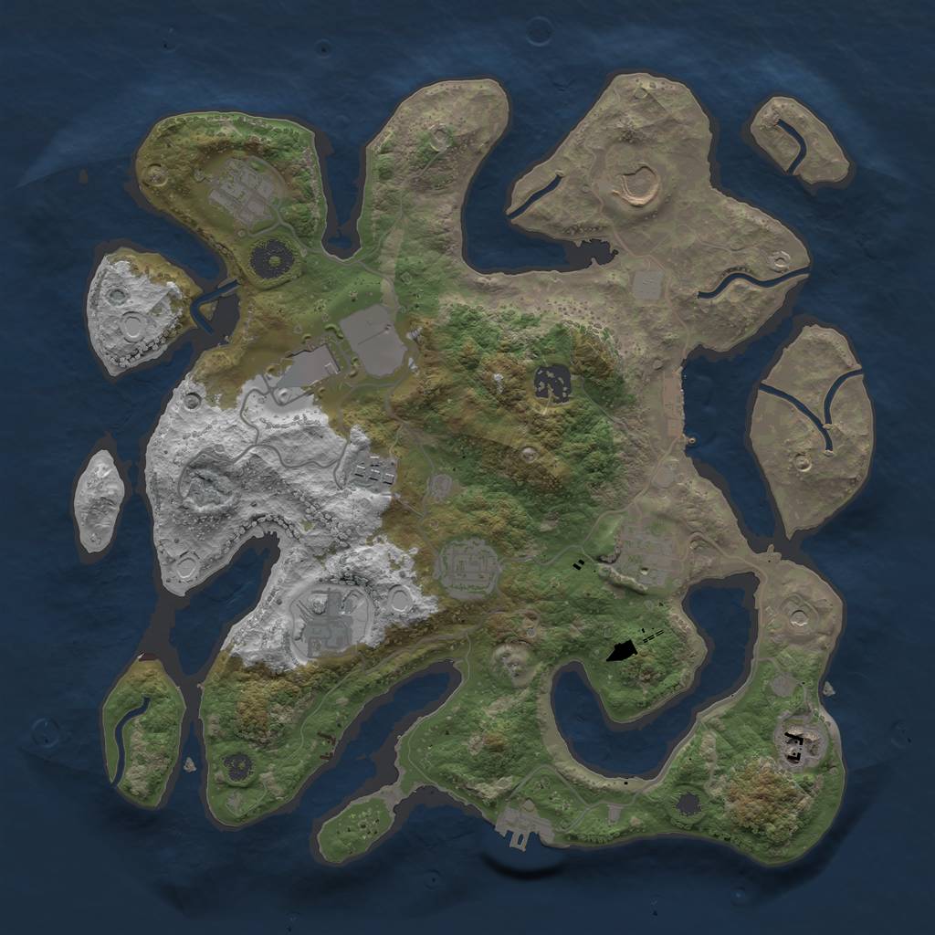 Rust Map: Procedural Map, Size: 3500, Seed: 4941366, 17 Monuments
