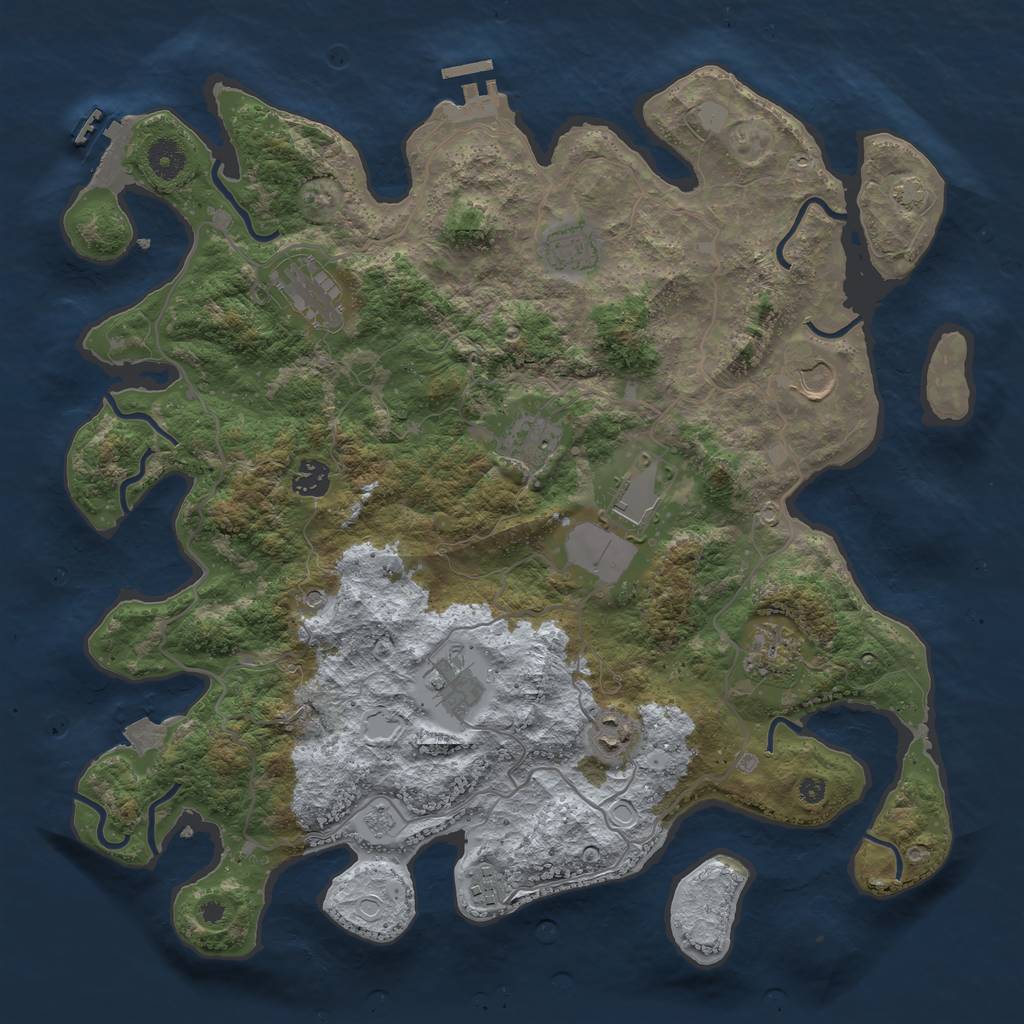 Rust Map: Procedural Map, Size: 4000, Seed: 3619, 18 Monuments