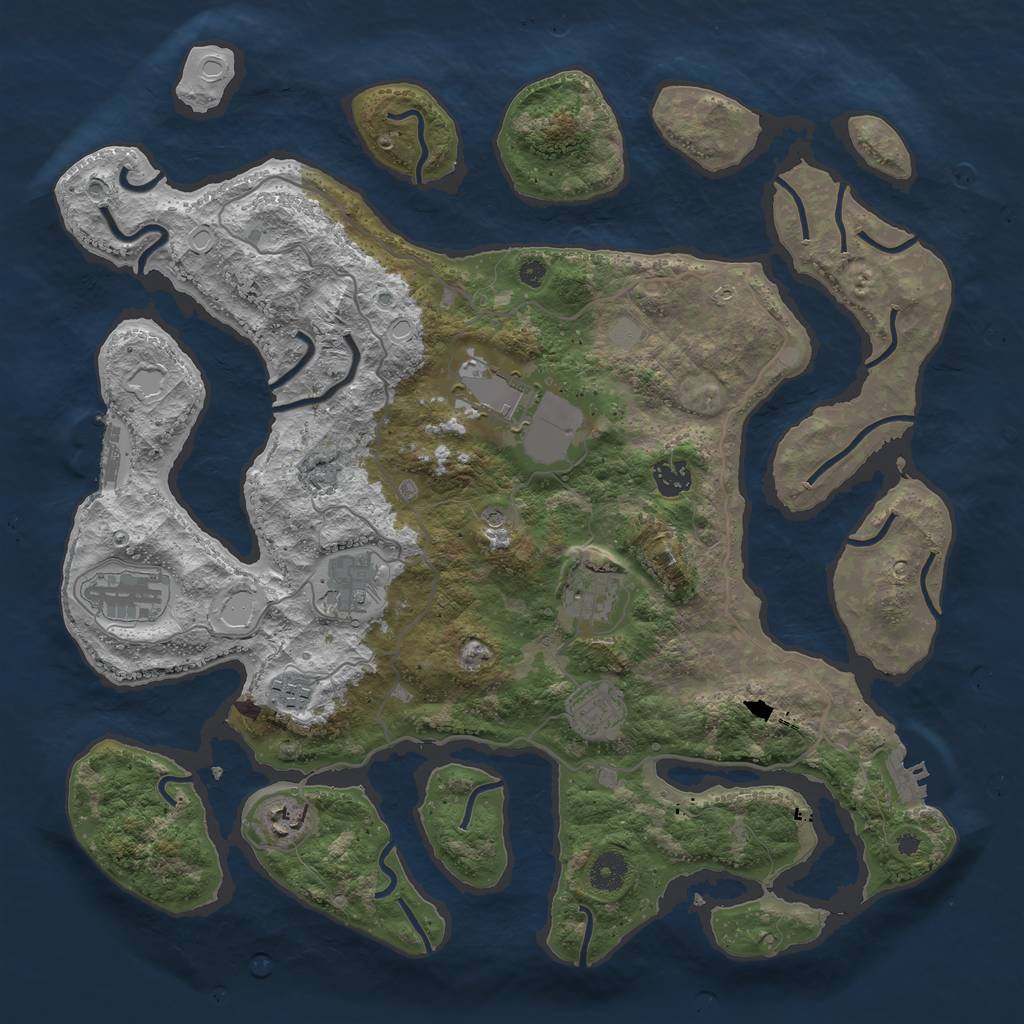 Rust Map: Procedural Map, Size: 4000, Seed: 60313, 16 Monuments