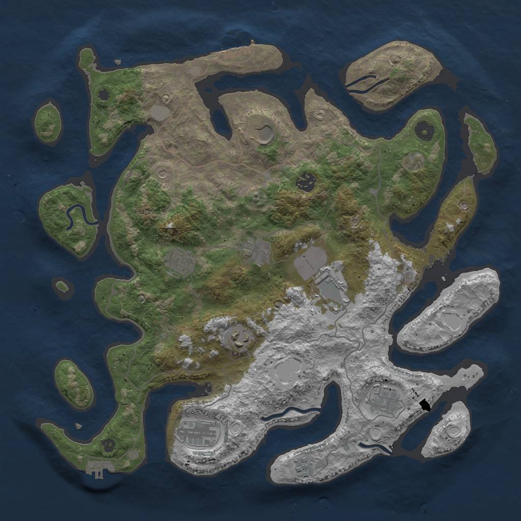Rust Map: Procedural Map, Size: 4000, Seed: 345523043, 17 Monuments