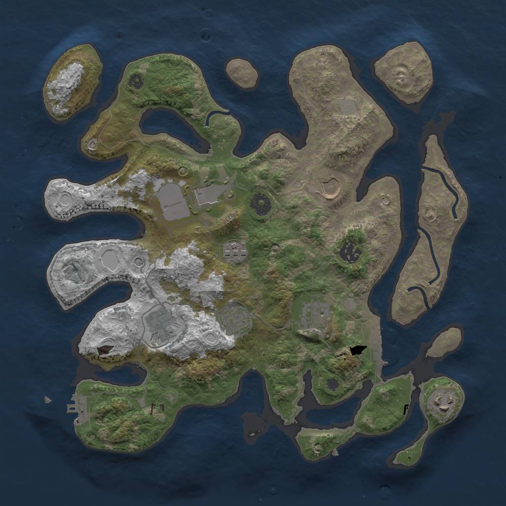 Rust Map: Procedural Map, Size: 3550, Seed: 83302, 16 Monuments