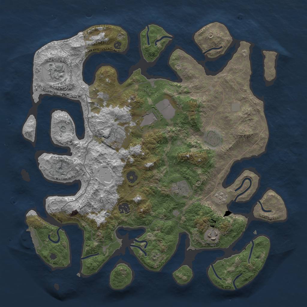 Rust Map: Procedural Map, Size: 4000, Seed: 668451, 15 Monuments