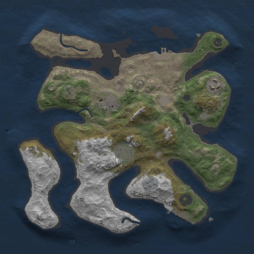 Rust Map: Procedural Map, Size: 3000, Seed: 1424463735, 12 Monuments