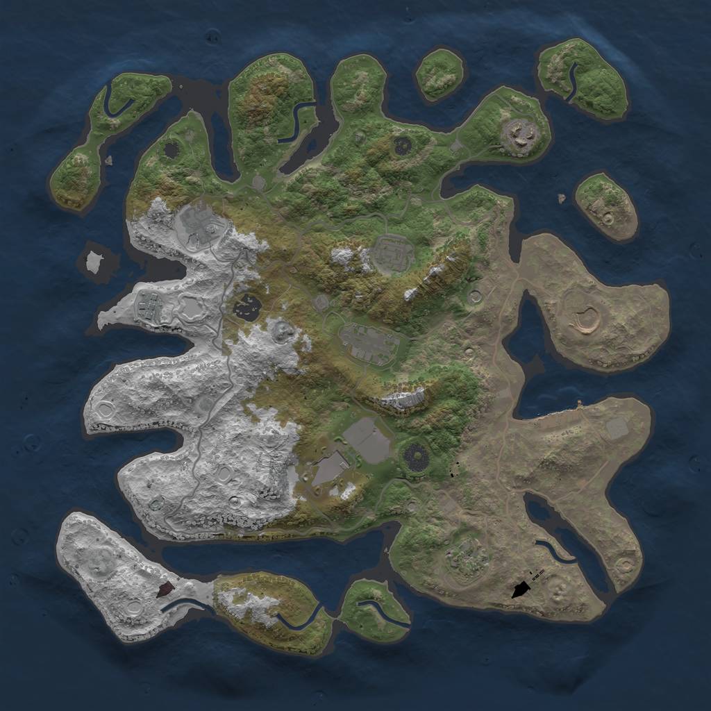 Rust Map: Procedural Map, Size: 4000, Seed: 57700, 16 Monuments