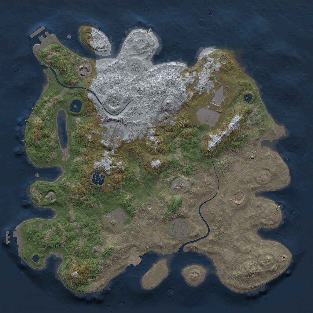 Rust Map: Procedural Map, Size: 3700, Seed: 300005, 14 Monuments