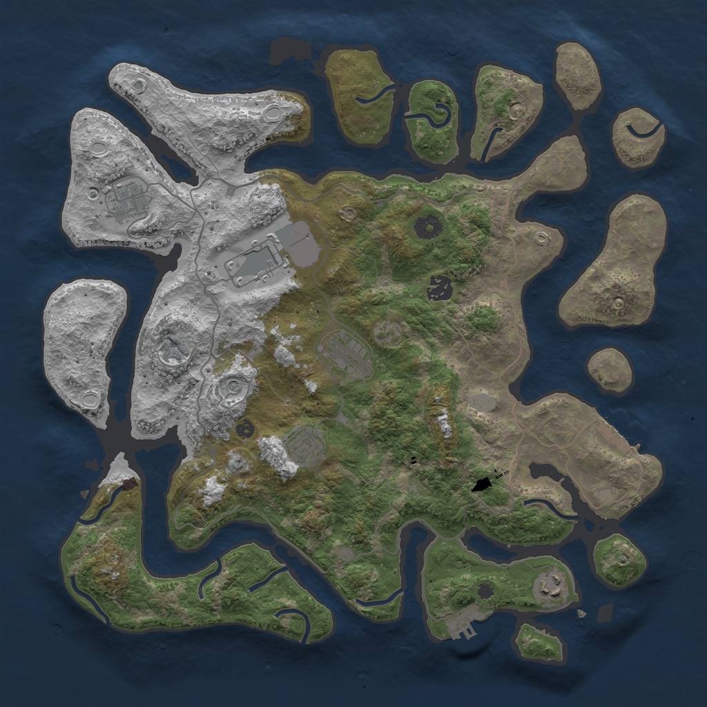 Rust Map: Procedural Map, Size: 4000, Seed: 552610, 14 Monuments