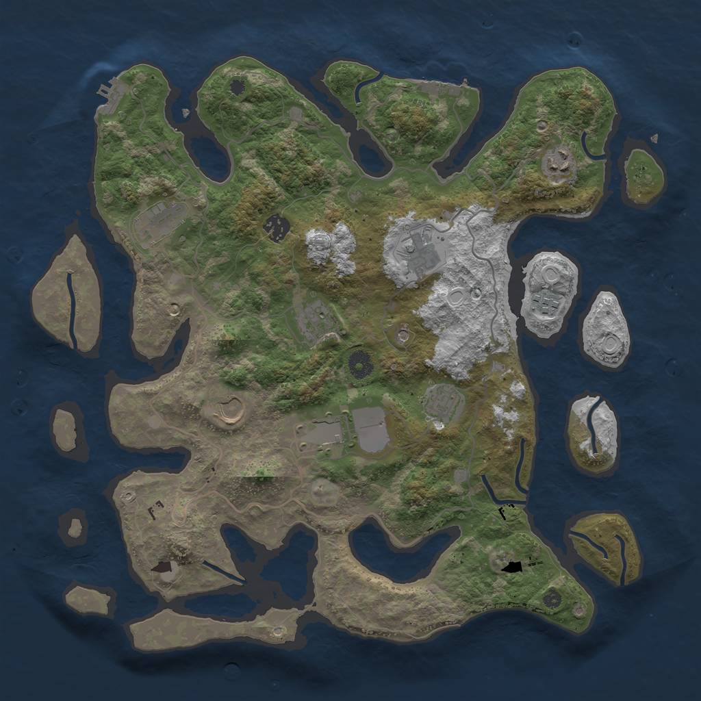 Rust Map: Procedural Map, Size: 4000, Seed: 119694, 17 Monuments