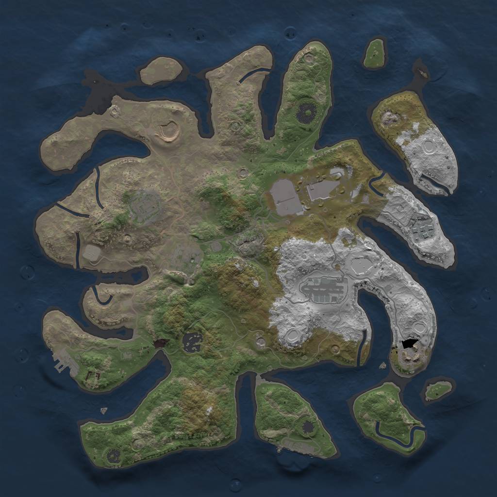 Rust Map: Procedural Map, Size: 3550, Seed: 899202, 16 Monuments