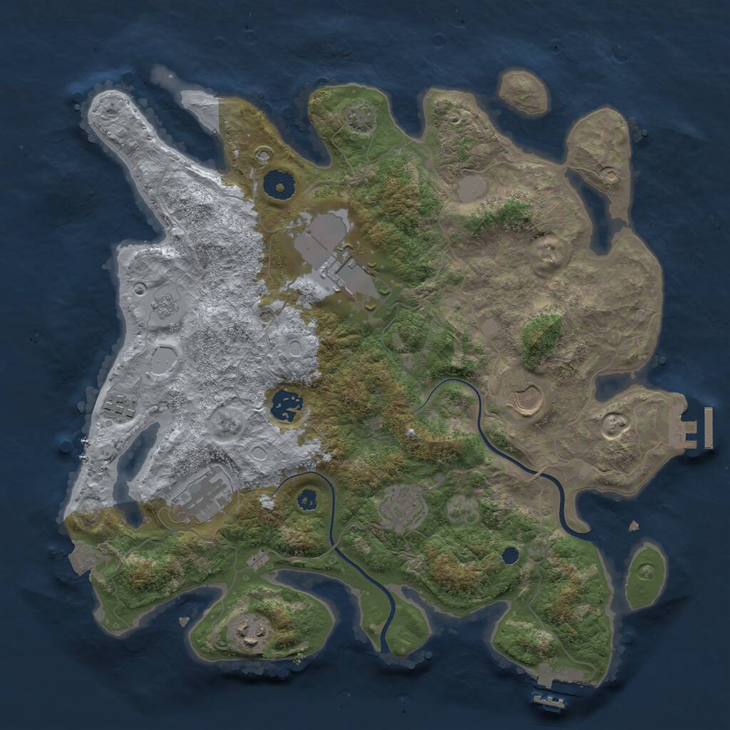 Rust Map: Procedural Map, Size: 3550, Seed: 651844, 13 Monuments
