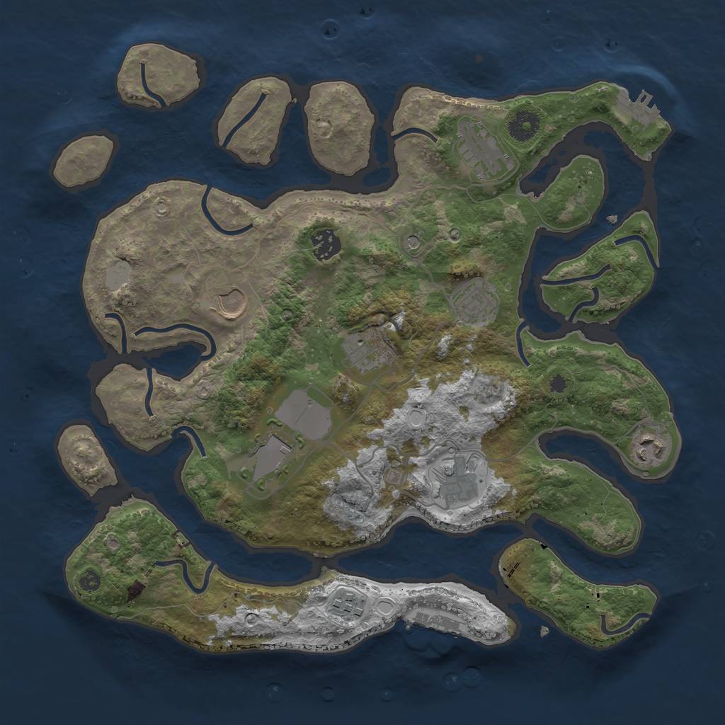 Rust Map: Procedural Map, Size: 3550, Seed: 56210, 17 Monuments