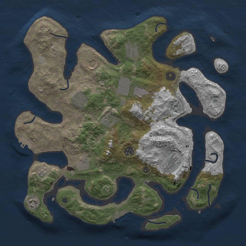 Rust Map: Procedural Map, Size: 3750, Seed: 1941224462, 18 Monuments