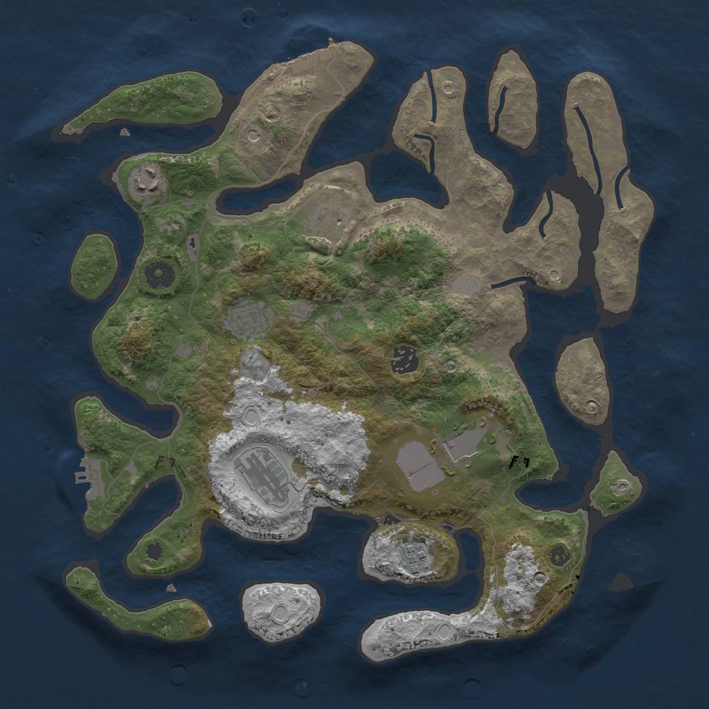 Rust Map: Procedural Map, Size: 3700, Seed: 608831987, 15 Monuments