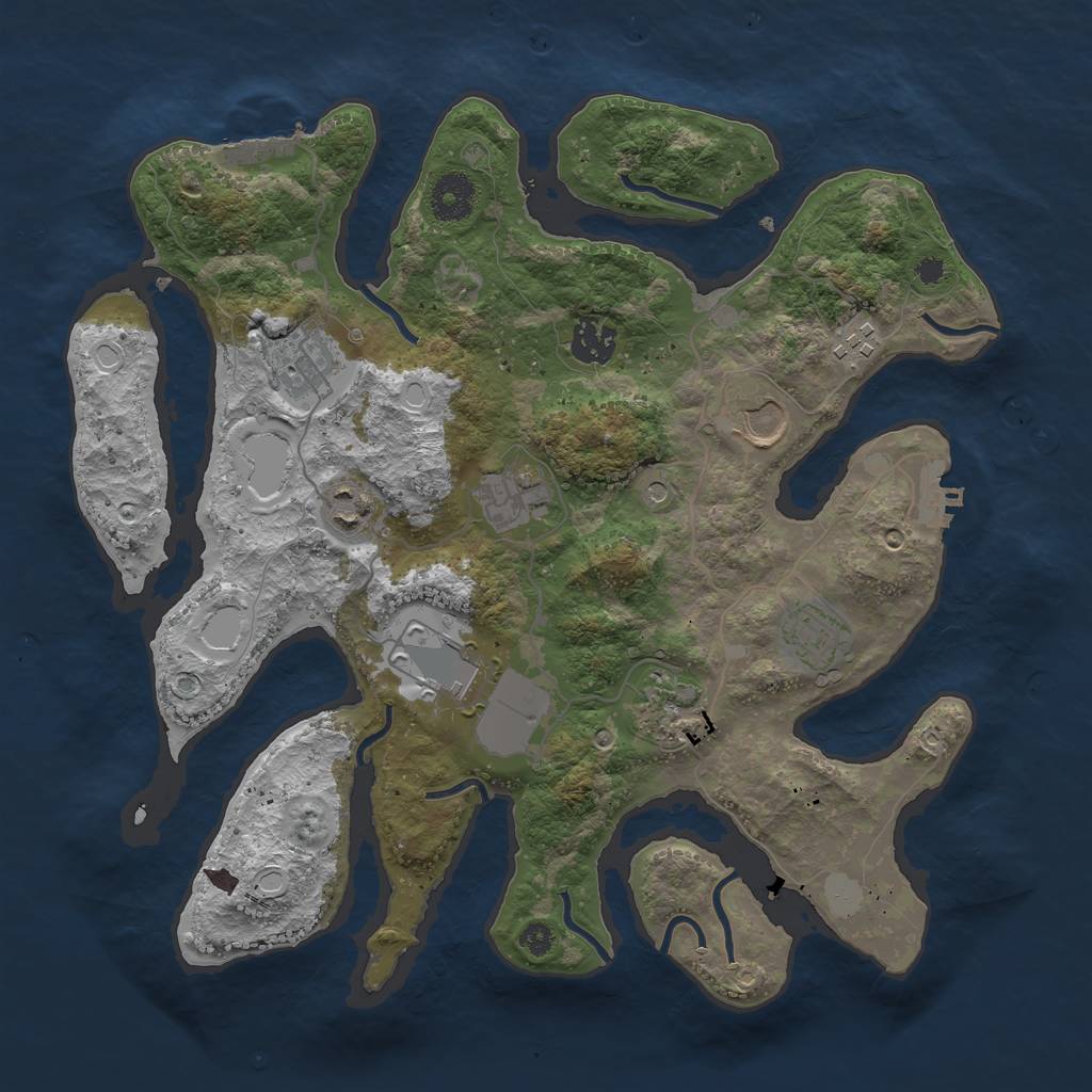 Rust Map: Procedural Map, Size: 3500, Seed: 357951, 17 Monuments