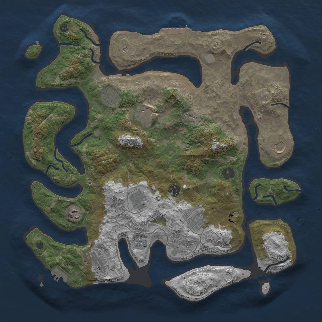 Rust Map: Procedural Map, Size: 4000, Seed: 103512209, 17 Monuments