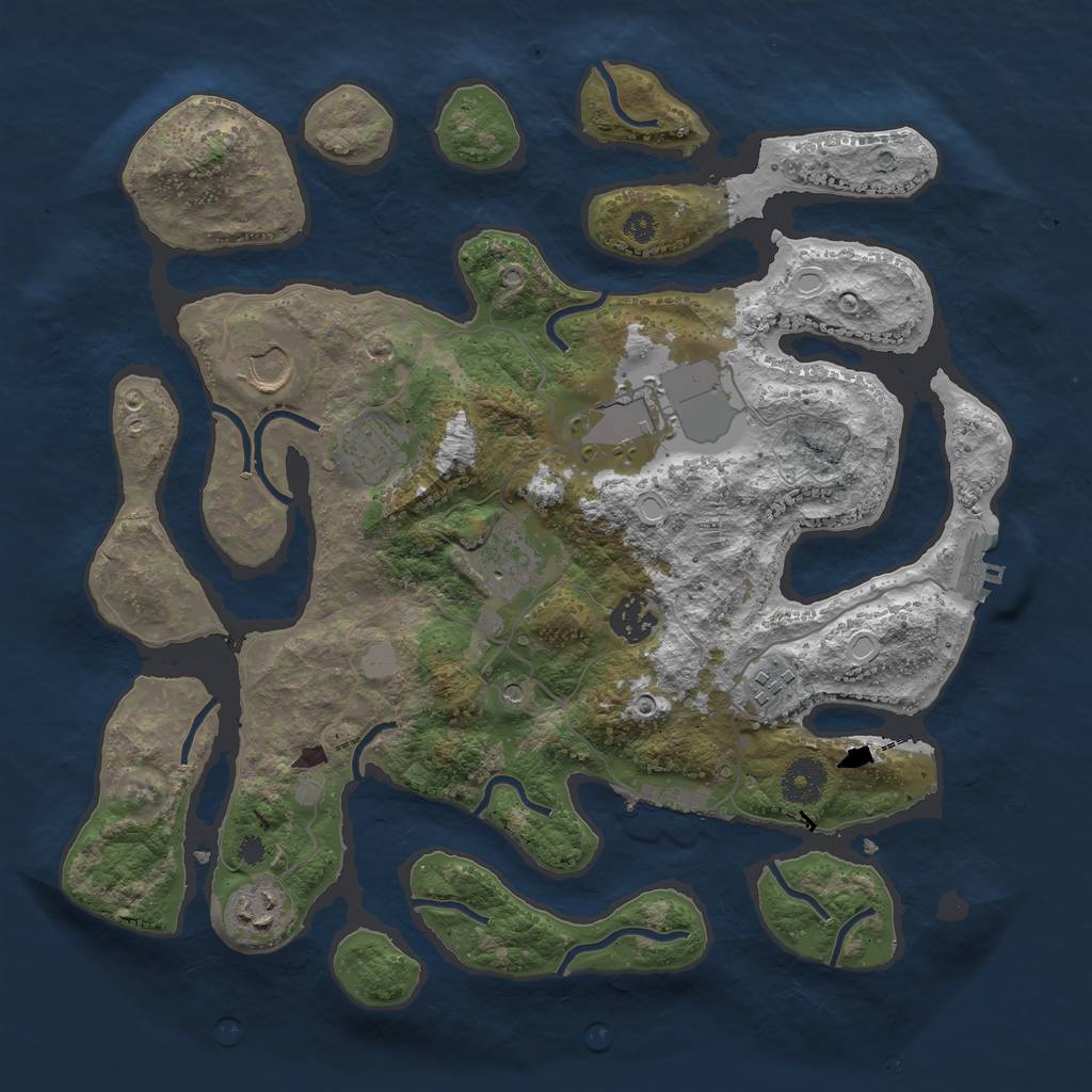 Rust Map: Procedural Map, Size: 3550, Seed: 590399, 15 Monuments