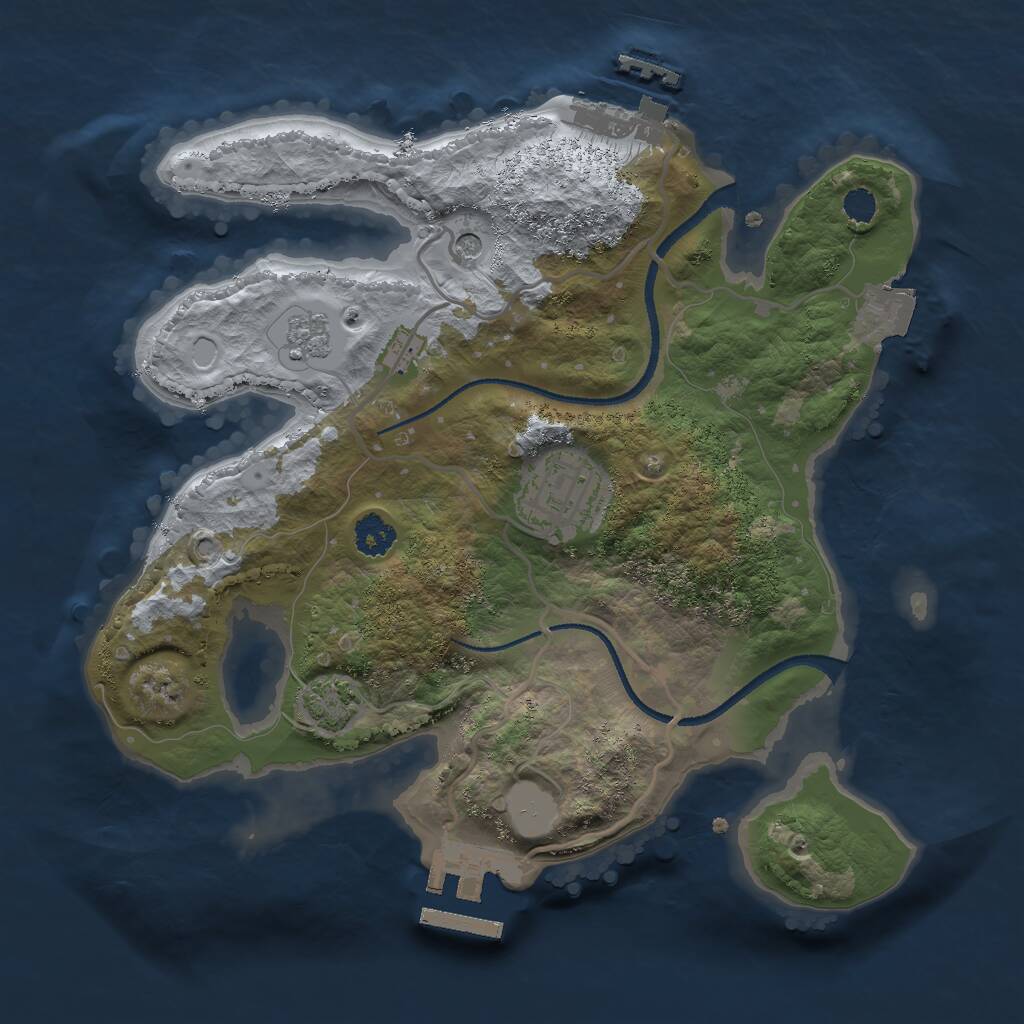 Rust Map: Procedural Map, Size: 2500, Seed: 55555, 7 Monuments