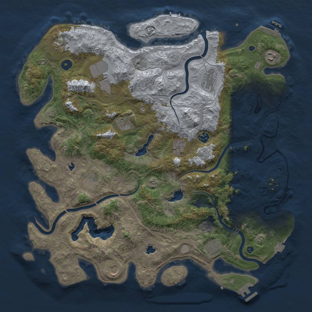 Rust Map: Procedural Map, Size: 4500, Seed: 1414484232, 17 Monuments