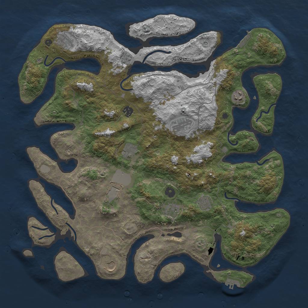Rust Map: Procedural Map, Size: 4500, Seed: 1414484232, 18 Monuments