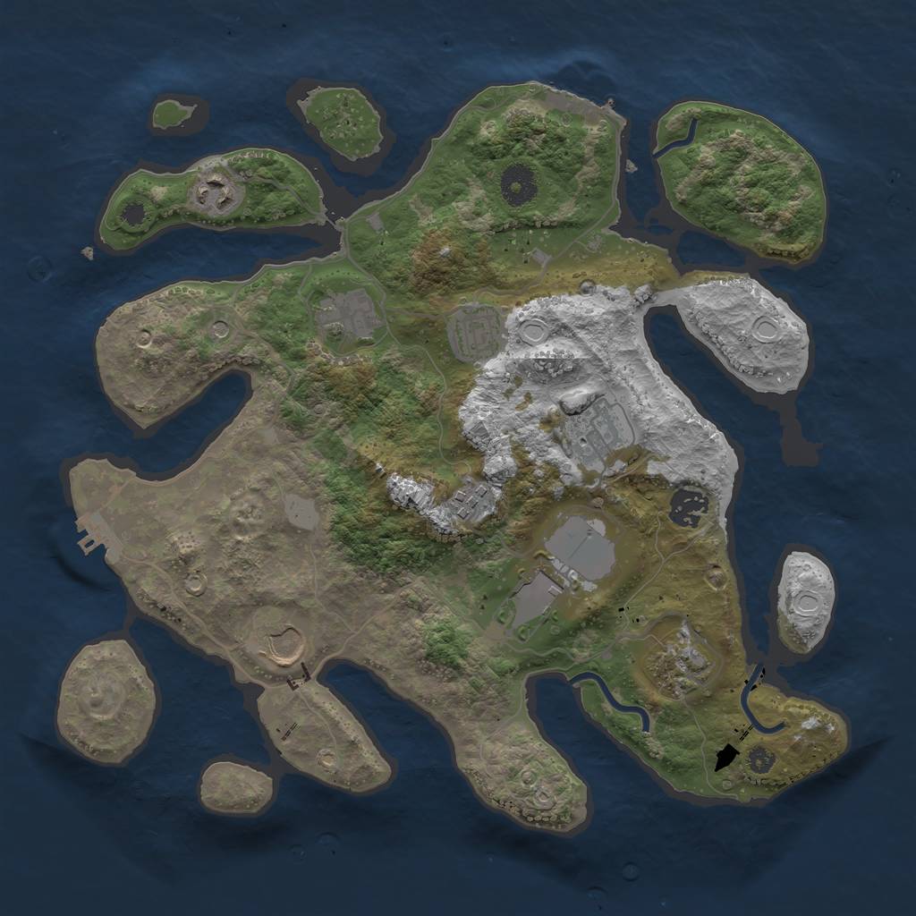 Rust Map: Procedural Map, Size: 3550, Seed: 658078, 17 Monuments