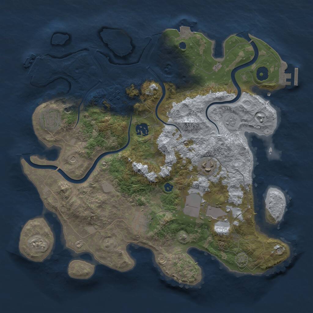 Rust Map: Procedural Map, Size: 3550, Seed: 658078, 12 Monuments